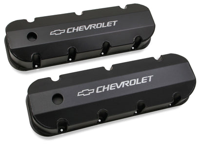 GM Licensed Track Series Valve Covers, BB Chevy 396-454, Smooth Top, Black