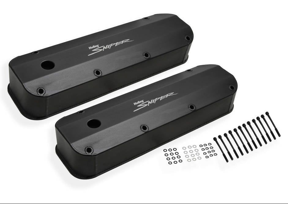 Sniper Fabricated Aluminum Valve Covers, BB Ford 429-460, 1968-97, Black Anodized