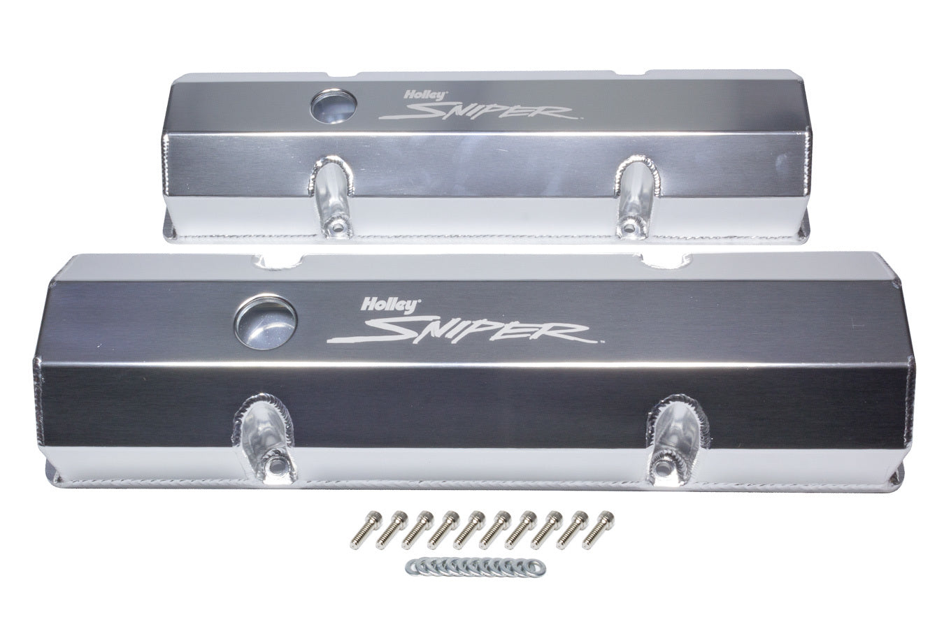 Sniper Fabricated Aluminum Valve Covers, SB Chevy 265-400, 1958-86, Silver