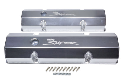 Sniper Fabricated Aluminum Valve Covers, SB Chevy 265-400, 1958-86, Silver