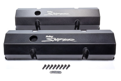 Sniper Fabricated Aluminum Valve Covers, SB Chevy 265-400, 1958-86, Black