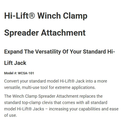 Hi-Lift Jack Winch-Clamp Spreader Attachment WCSA-101 Detail