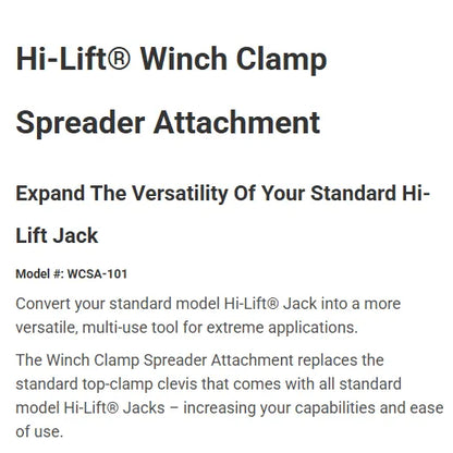 Hi-Lift Jack Winch-Clamp Spreader Attachment WCSA-101 Detail