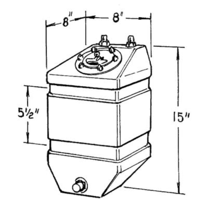 JAZ Pro Stock Fuel Cell 3-Gallon 220-303-01 (Dimensions)