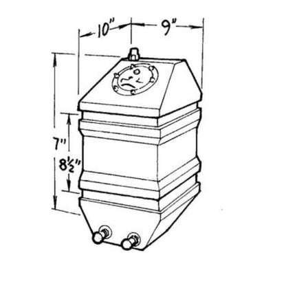 JAZ Drag Race Fuel Cell 4-Gallon (Dimensions)