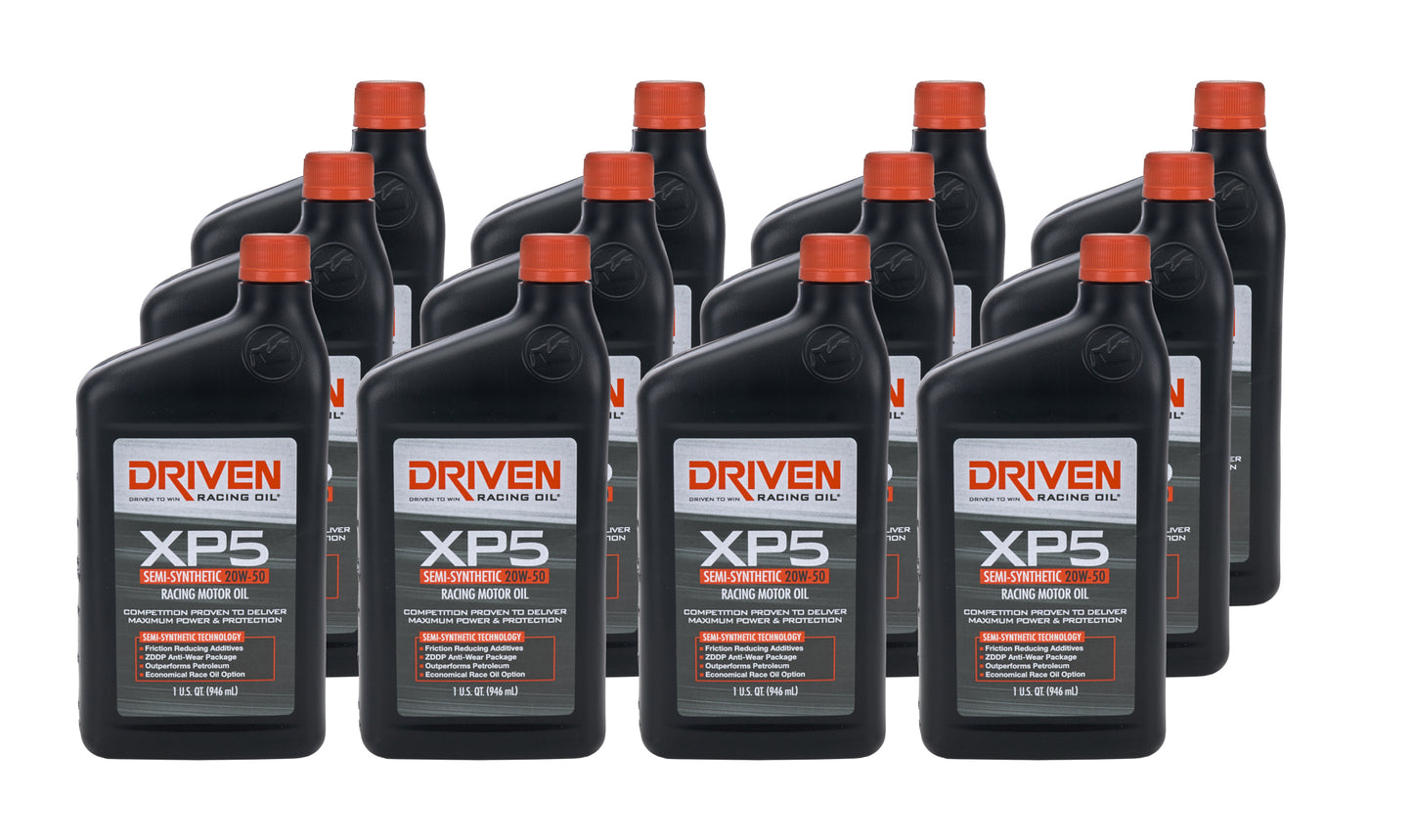 Driven XP5 20W-50 Semi-Synthetic Racing Oil (Case of 12)