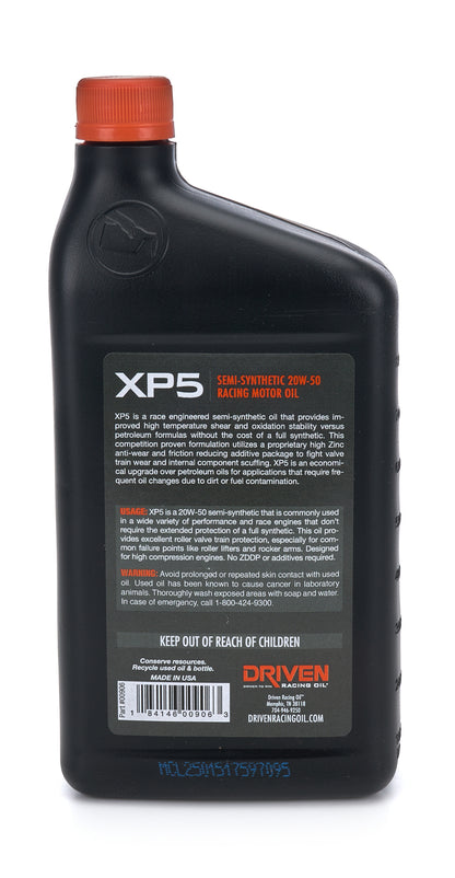 Driven XP5 20W-50 Semi-Synthetic Racing Oil (Label)