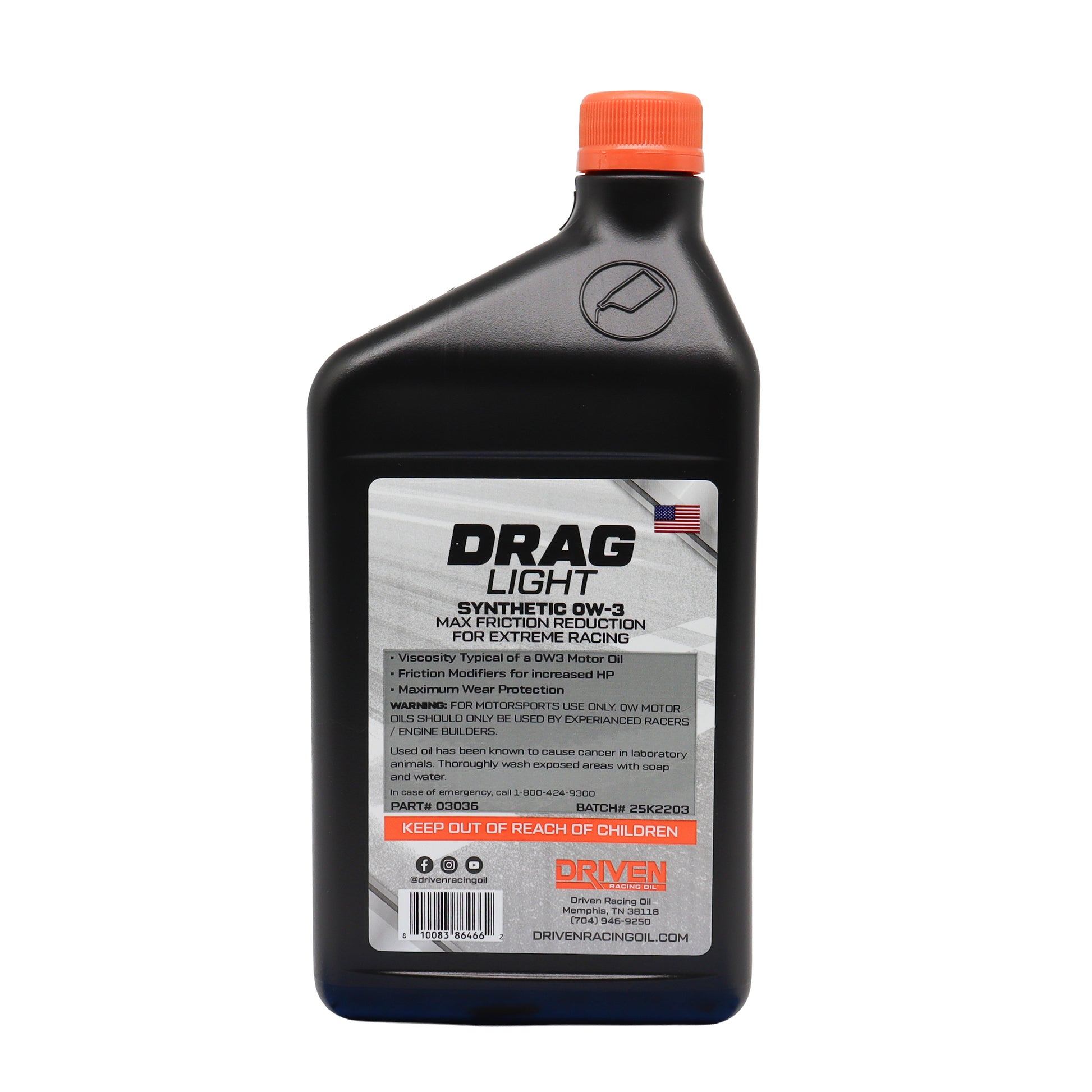 Driven Drag Light Synthetic 0W-3  Racing Oil