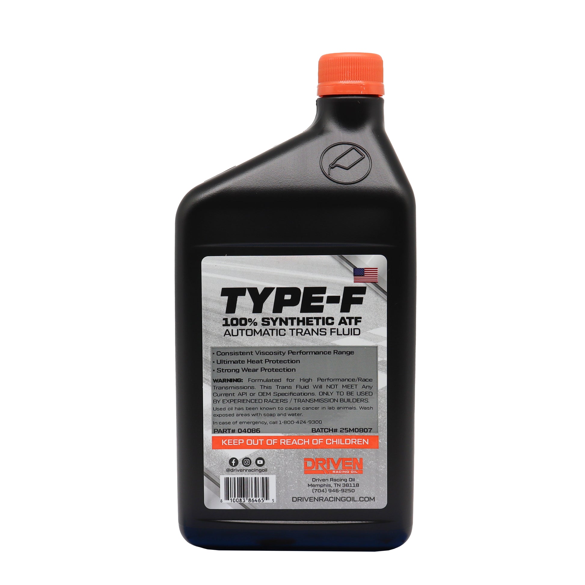 Driven Type-F Synthetic Racing Automatic Transmission Fluid (label)