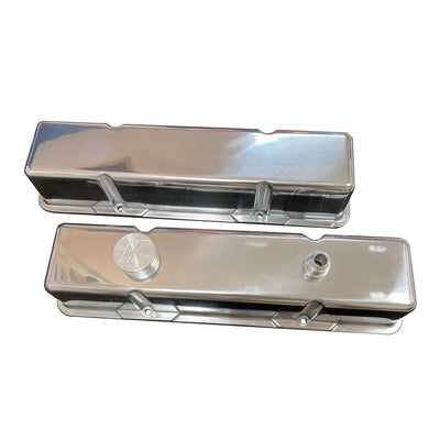 Kevko SBC Polished Aluminum Blank Valve Cover Set VC203-2