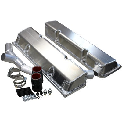Kevko SBC Fab Valve Cover Set Single Crossover Breathe VC208WO-5CO1