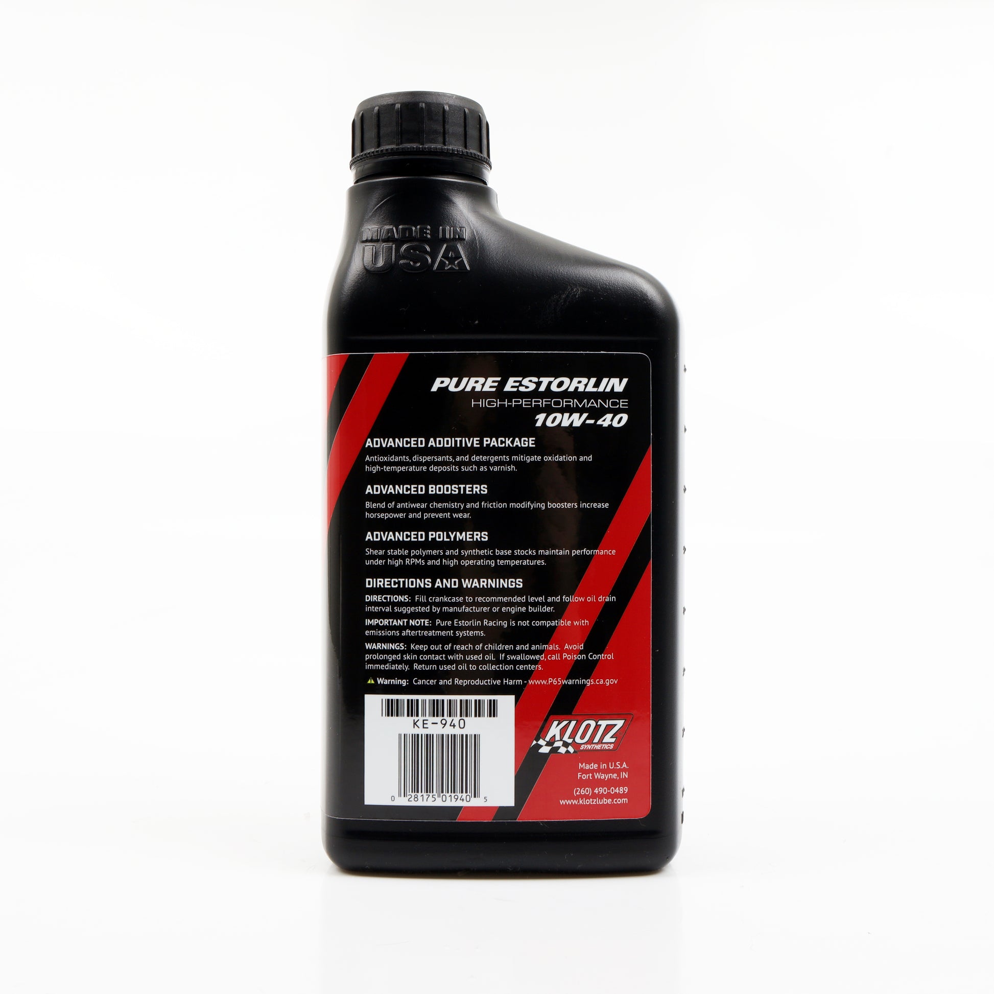 Pure Estorlin Racing Synthetic Engine Lubricant (back)
