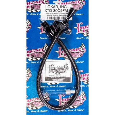 Lokar Hi-Tech Flexible Black Stainless Firewall Mount Trans Dipstick for C-4 XTD-30C4FM