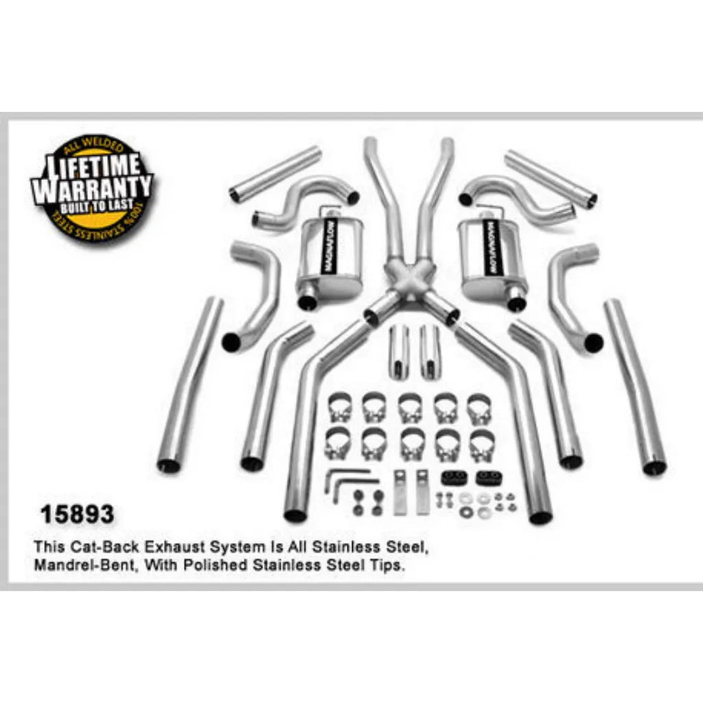 MagnaFlow 2.5" Dual Exhaust System 15893, 1964-67 GM A Body (Dimension Diagram)