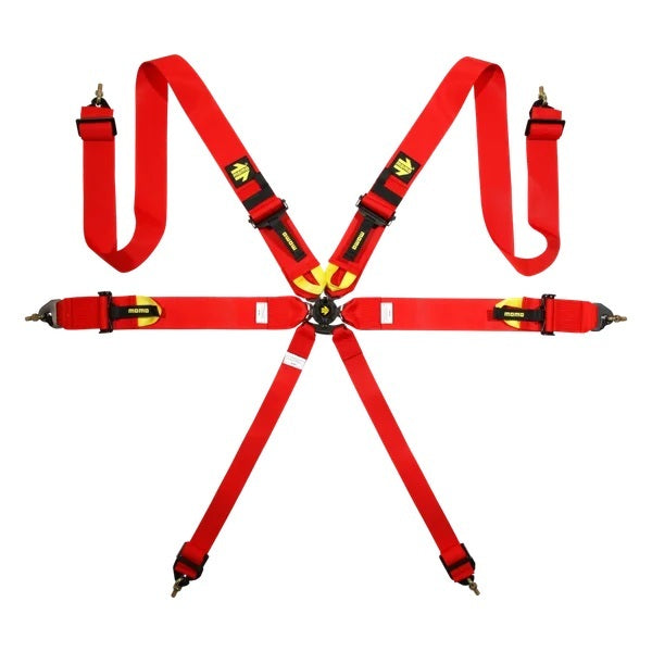 Momo Corsa 6-Point Camlock Harness FIA (Red)