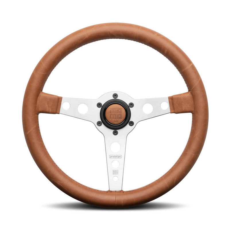 Momo Prototipo Heritage Steering Wheel with Brushed Aluminum Spokes, part number VPROHERTOB35R