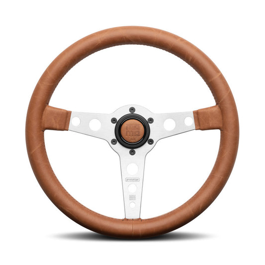 Momo Prototipo Heritage Steering Wheel with Brushed Aluminum Spokes, part number VPROHERTOB35R