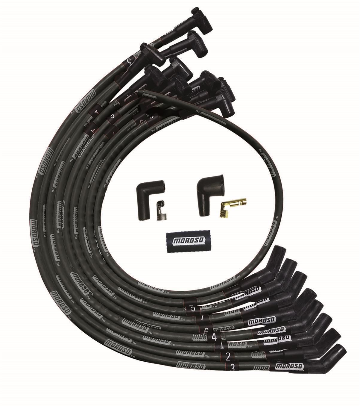 Moroso Ultra Plug Wire Set SBC Over Valve Cover Black 51527