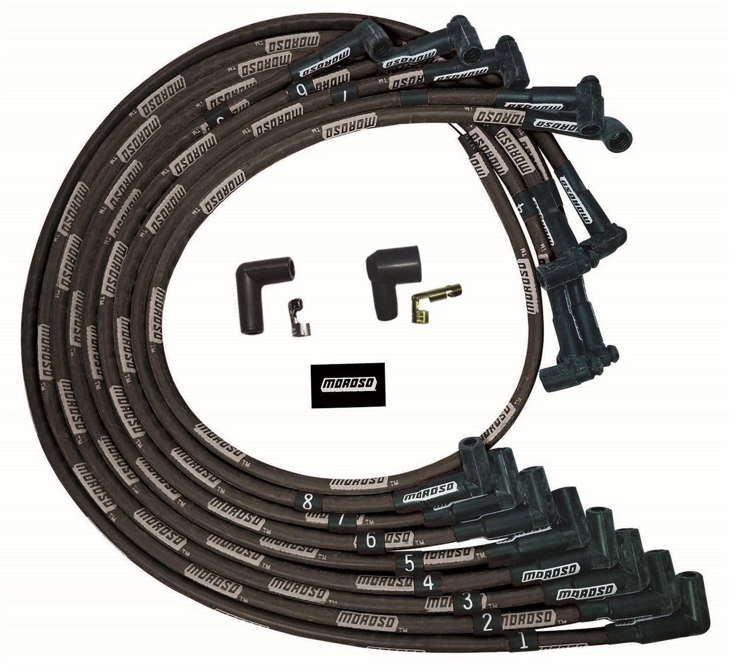 Moroso Ultra Plug Wire Set SBC Under Valve Cover Black 51528
