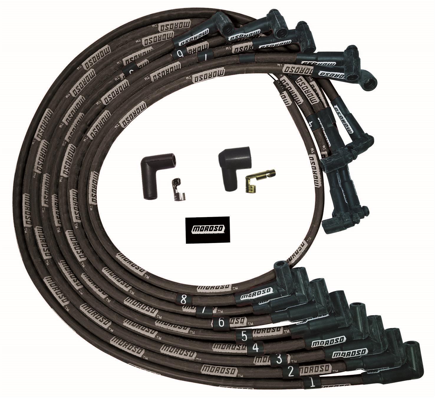 Moroso Ultra Plug Wire Set SBC Under Valve Cover Black 51528