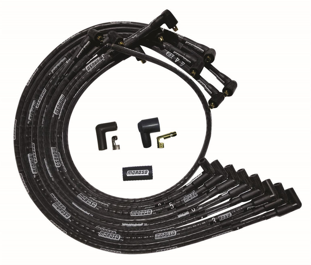 Moroso Ultra Plug Wire Set SBC Under Valve Cover Black 51529