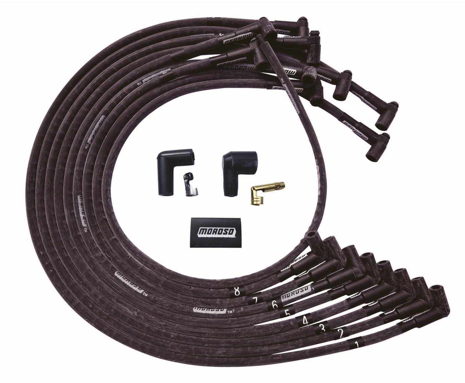 Moroso Ultra Plug Wire Set BBC Under Valve Cover Black 51543
