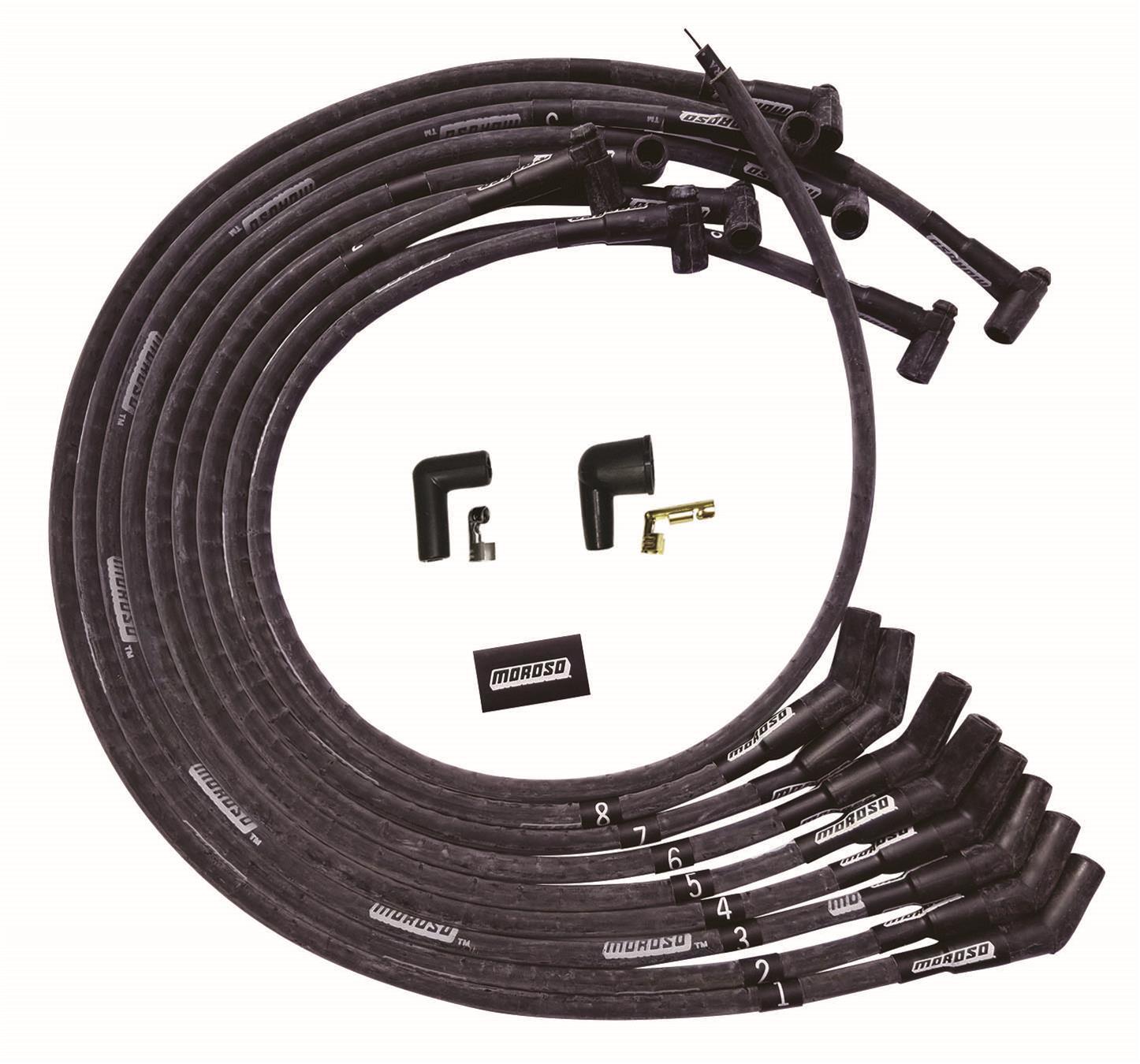 Moroso Ultra Plug Wire Set BBC Under Valve Cover Black 51545