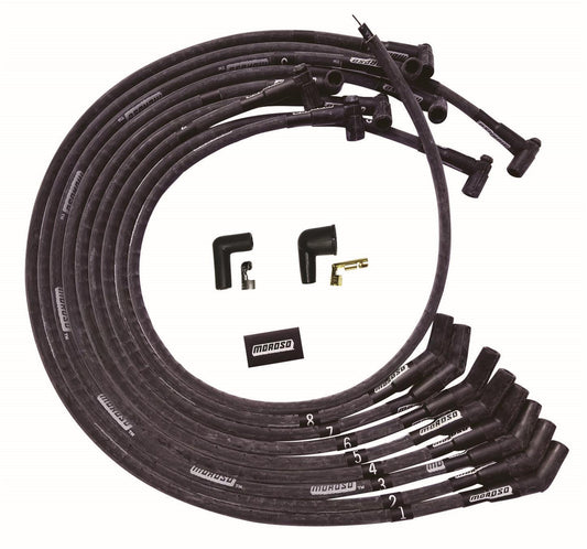 Moroso Ultra Plug Wire Set BBC Under Valve Cover Black 51545