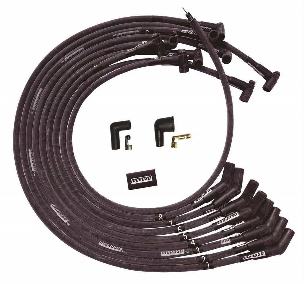 Moroso Ultra Plug Wire Set BBC Under Valve Cover Black 51545