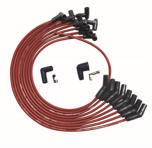 Moroso Ultra Plug Wire Set BBC Over Valve Cover Red 52042