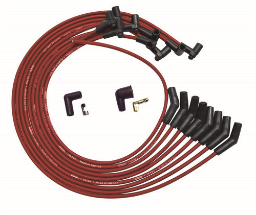 Moroso Ultra Plug Wire Set BBC Under Valve Cover Red 52045