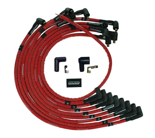Moroso Ultra Plug Wire Set SBC Over Valve Cover Red 52526