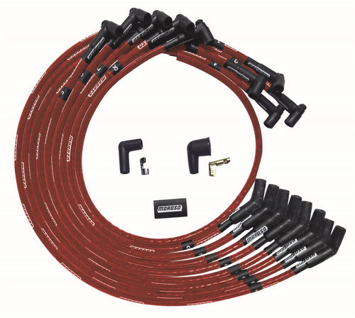 Moroso Ultra Plug Wire Set SBC Under Valve Cover Red 52530