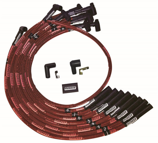 Moroso Ultra Plug Wire Set BBC Over Valve Cover Red 52540