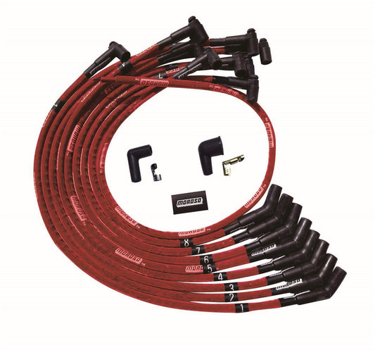 Moroso Ultra Plug Wire Set BBC Over Valve Cover Red 52542
