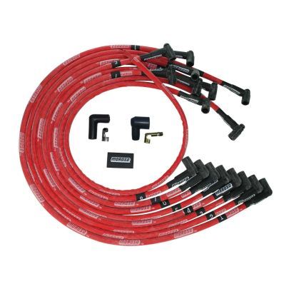 Moroso Ultra Plug Wire Set BBC Under Valve Cover Red 52543