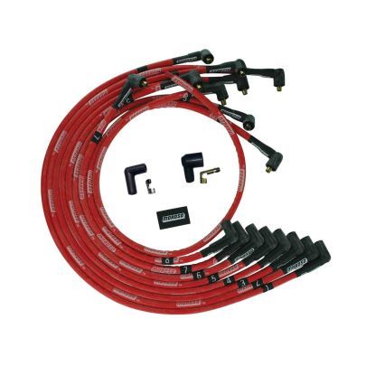 Moroso Ultra Plug Wire Set BBC Under Valve Cover Red 52544