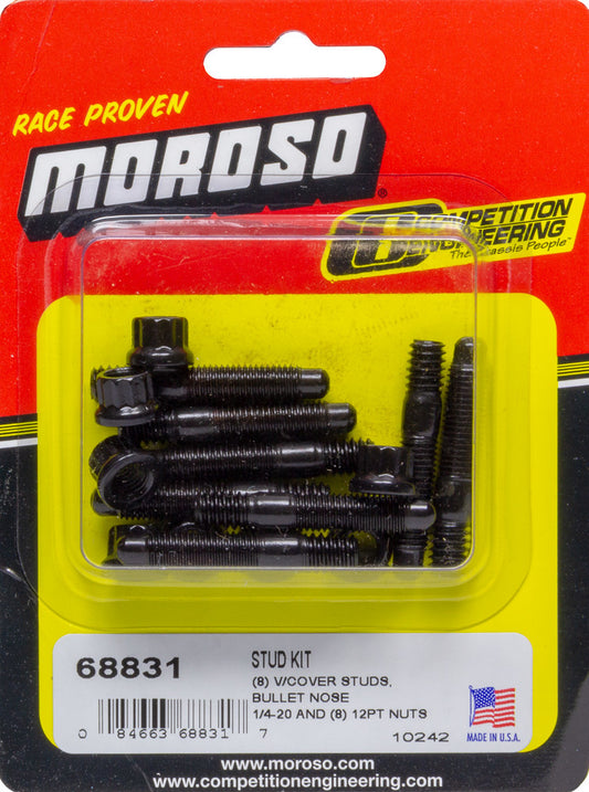 Moroso Stud Kit Valve Cover w/12pt Nuts 1/4-20 (8pk) 68831
