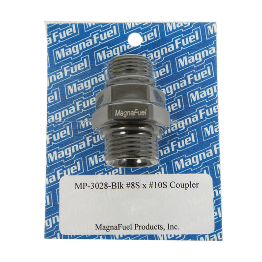 MagnaFuel Coupler Fitting, 10an to 8an Straight, Black MP-3028-BLK