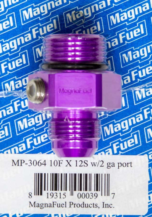 MagnaFuel #10 to #12 O-Ring Male Adapter Fitting w/Gauge MP-3064