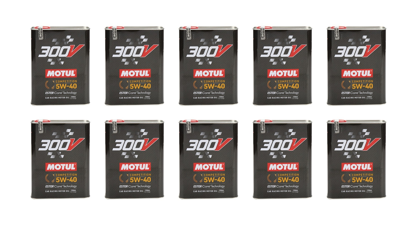Motul 300V Synthetic Power 5W-40 Racing Motor Oil, 2 Liters (Case of 10)