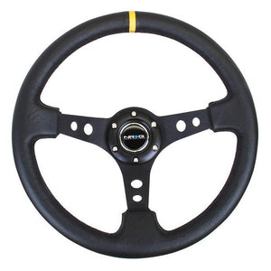 NRG Steering Wheel 350mm 3" Dish Black LeatherYellow
