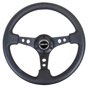 NRG Steering Wheel 350mm 3" Dish Black Leather