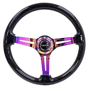 NRG Steering Wheel 350mm 3" Deep Dish w/Slits Wood Grain