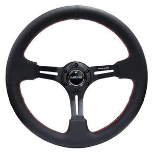 NRG Steering Wheel 350mm 3in Dish Black Leather w/Red