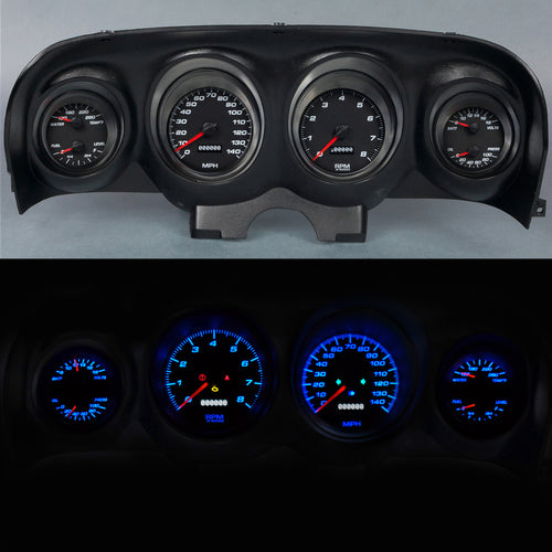 New Vintage Gauge Kit Mustang 69-70 Perf II Black 69790-01