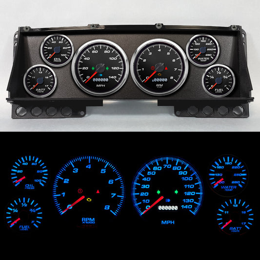 New Vintage Gauge Kit Ford Truck 87-91 Perf II Black 88102-01