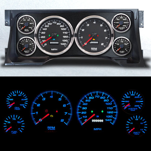 New Vintage Gauge Kit GM Truck 95-98 Performance II Black 95102-01