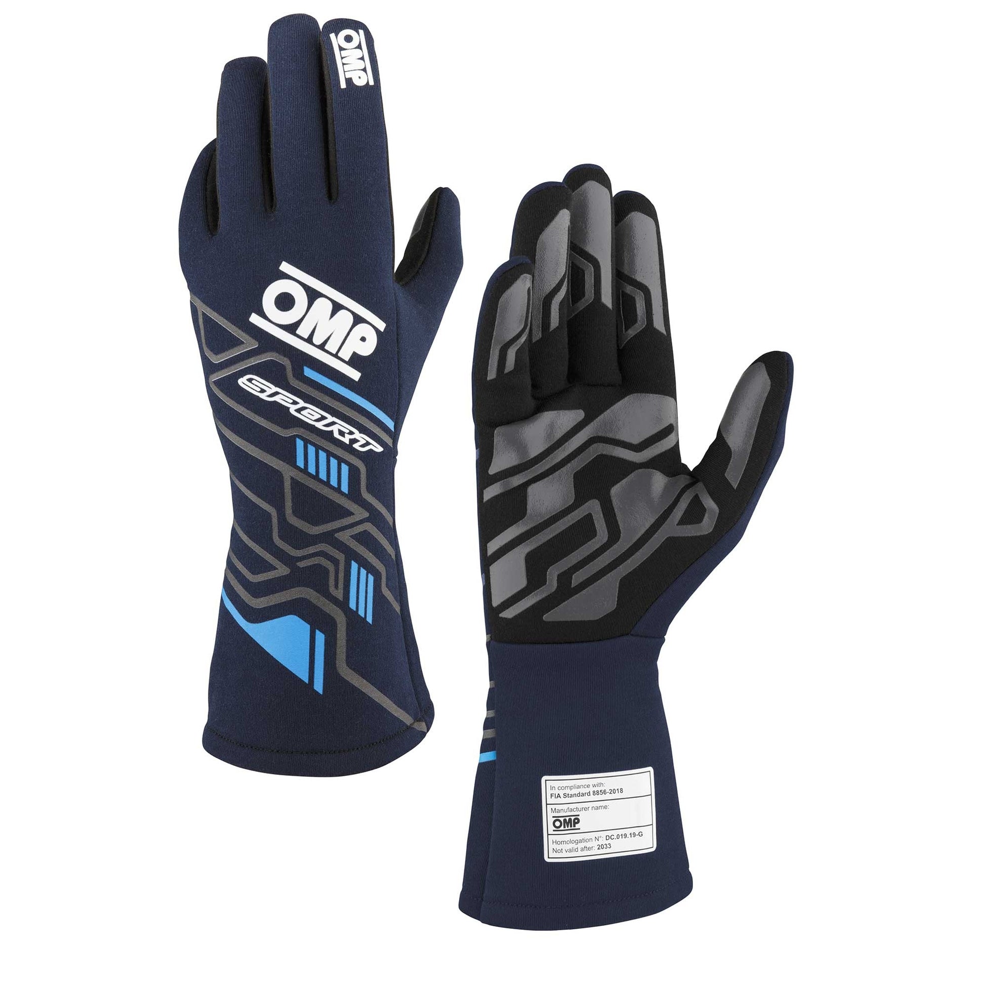 OMP Sport Gloves FIA (Blue/Cyan)