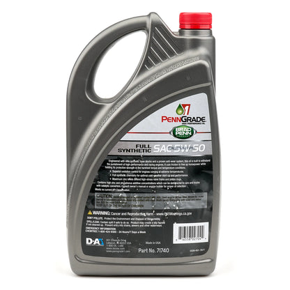 PennGrade Synthetic Motor Oil 5W-50 (5 Qt), back label
